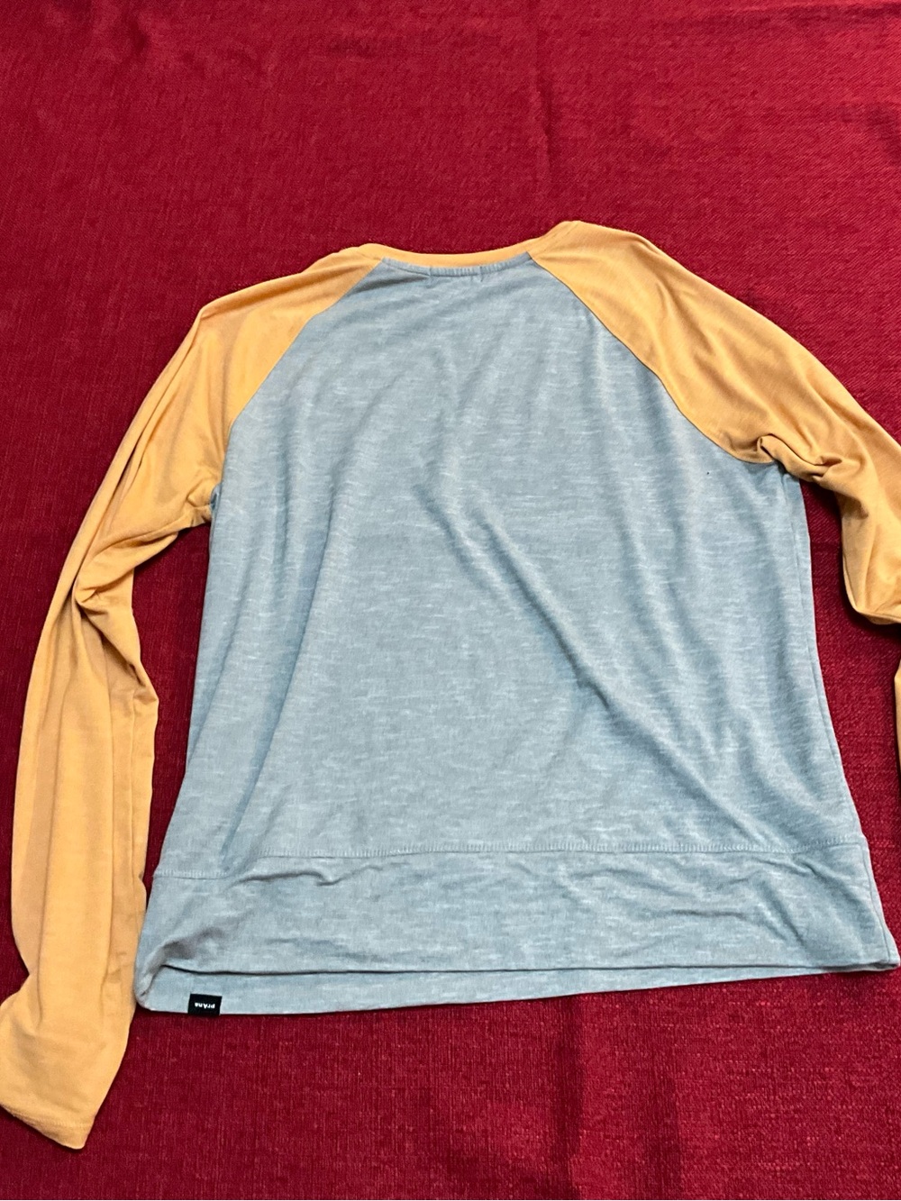 Prana Long Sleeve Raglan Tee in Gray and Mustard